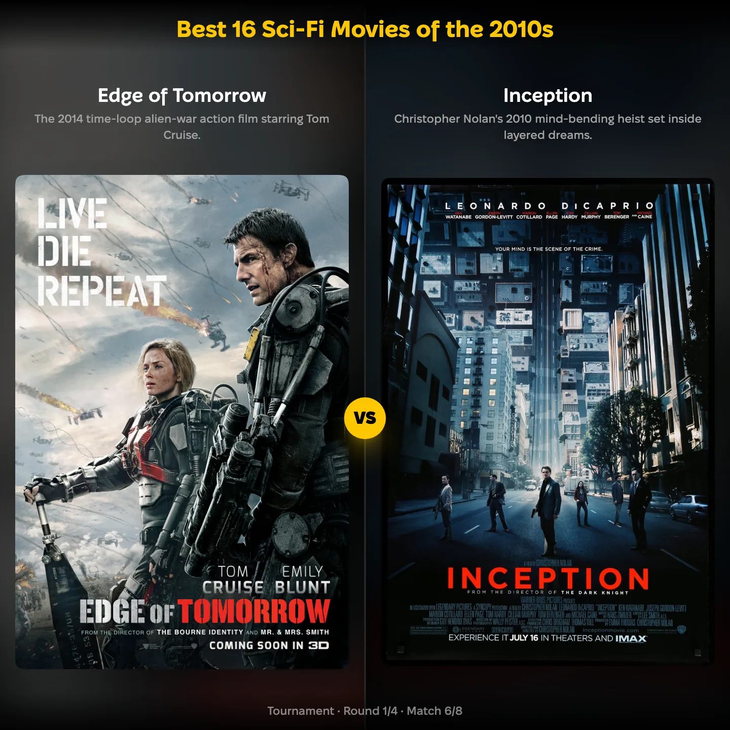 The best sci-fi movies of the 2010s ranked — Tom Cruise in Edge of Tomorrow against Inception