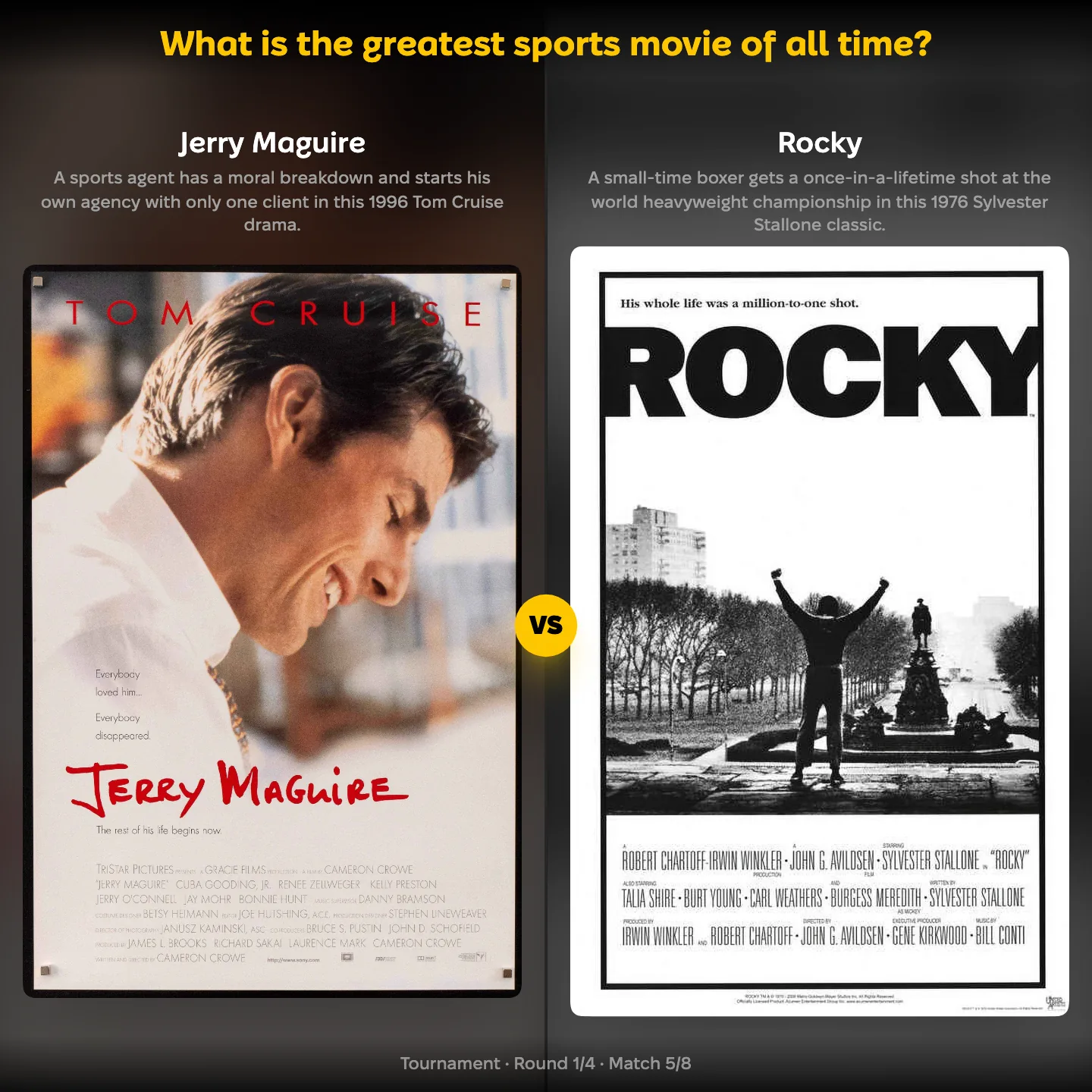 The greatest sports movie of all time ranked — Tom Cruise in Jerry Maguire against Rocky