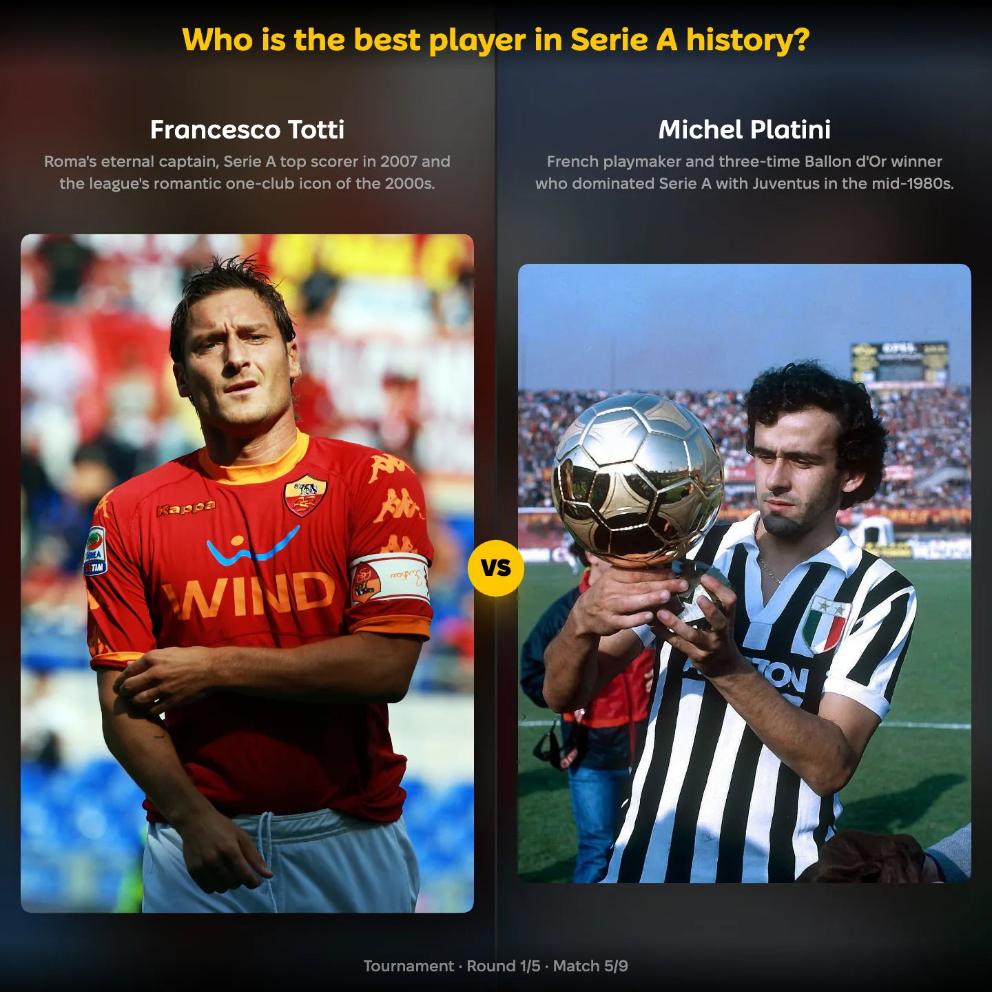 The best player in Serie A history ranked: Francesco Totti vs Michel Platini