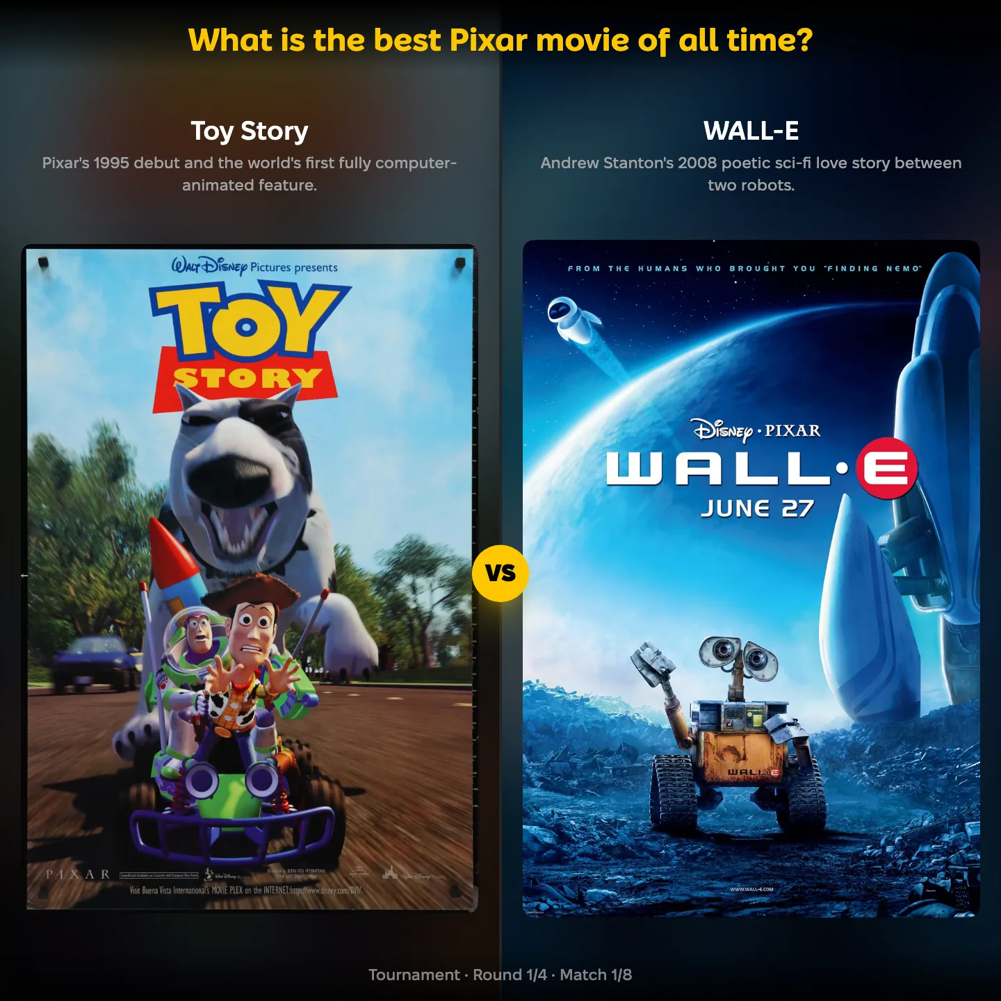 The best Pixar movie of all time ranked, with Toy Story against WALL-E