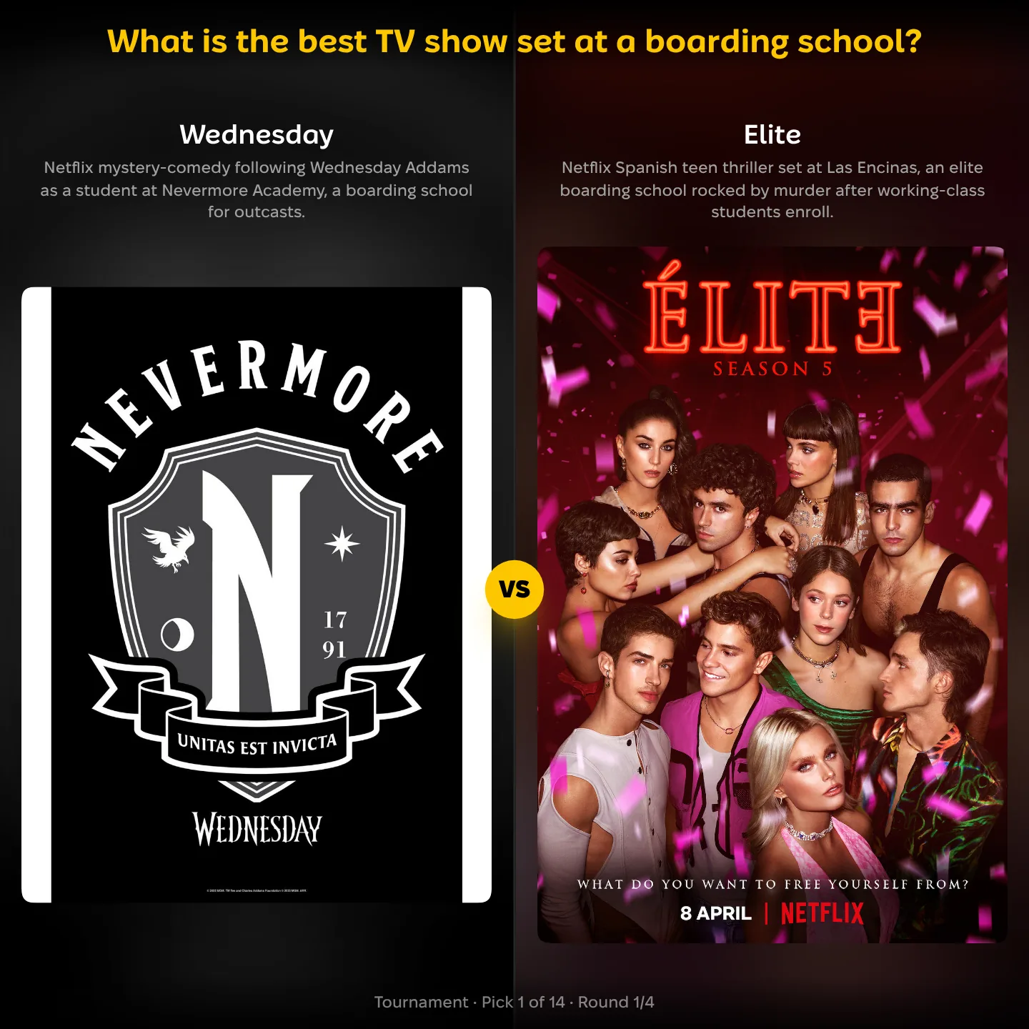 Best TV show set at a boarding school ranking: Wednesday vs Elite matchup