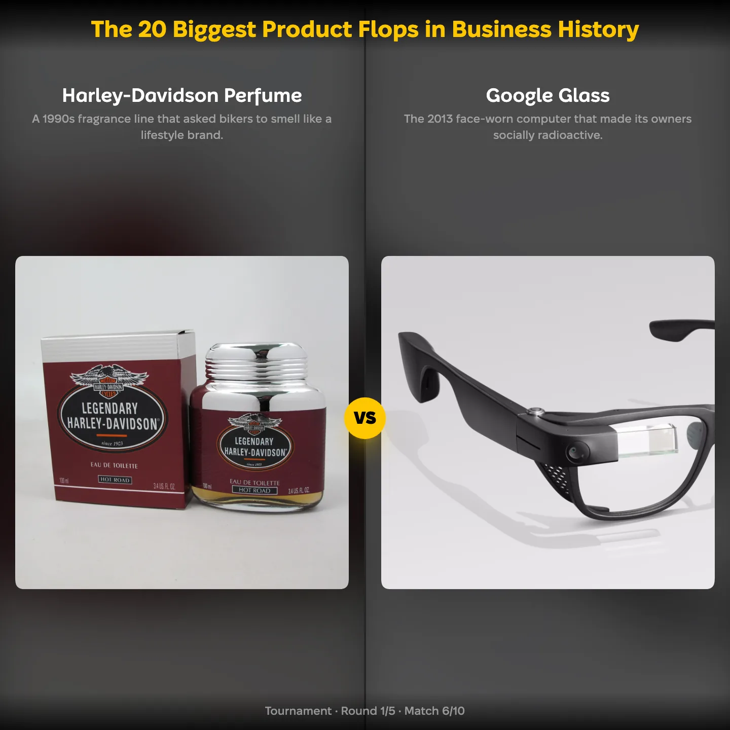 Harley-Davidson Perfume against Google Glass in a ranking of the biggest product flops in business history