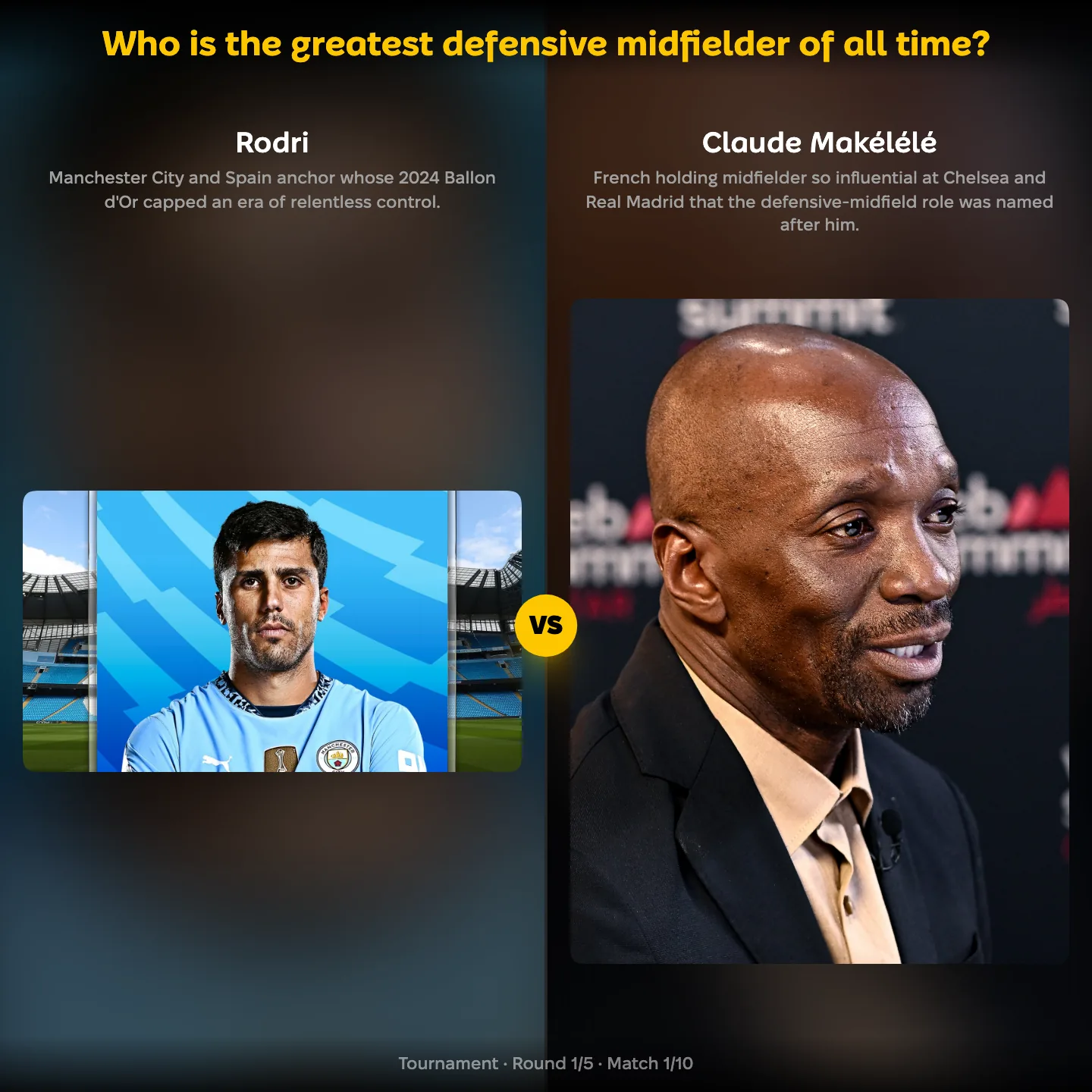 The greatest defensive midfielders of all time ranked, Rodri against Claude Makélélé