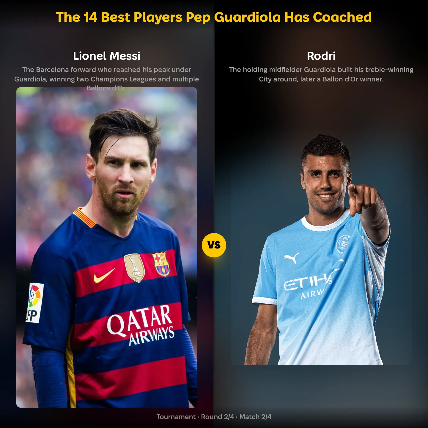 The best players Pep Guardiola has coached ranked, Rodri against Lionel Messi