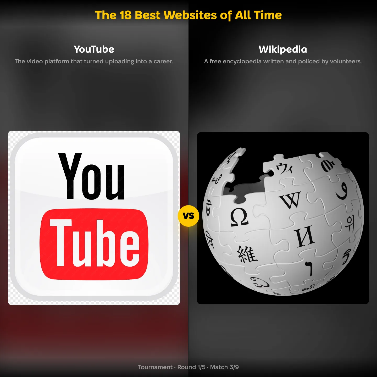 The 18 best websites of all time ranked, with YouTube against Wikipedia