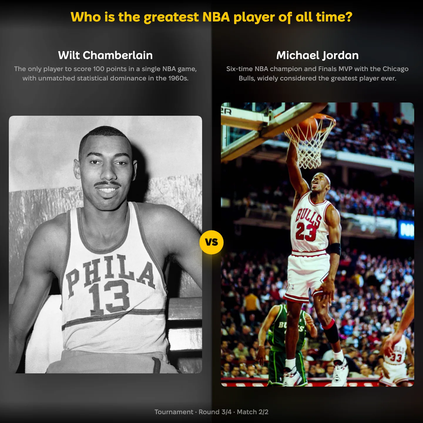 Who is the greatest NBA player of all time, with Wilt Chamberlain against Michael Jordan