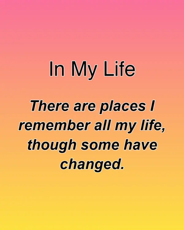 In My Life - ranking option ranked #11