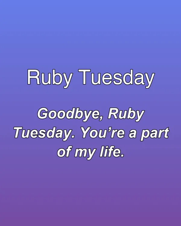 Ruby Tuesday - ranking option ranked #13