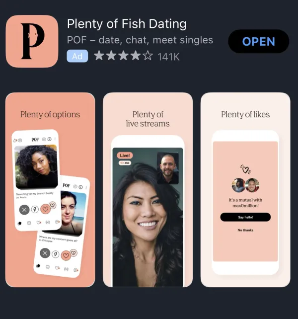 Plenty of Fish - ranking option ranked #14