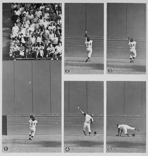 Willie Mays' over-the-shoulder catch — ranked #11