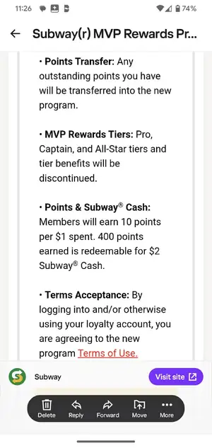 Subway MVP Rewards — ranked #9